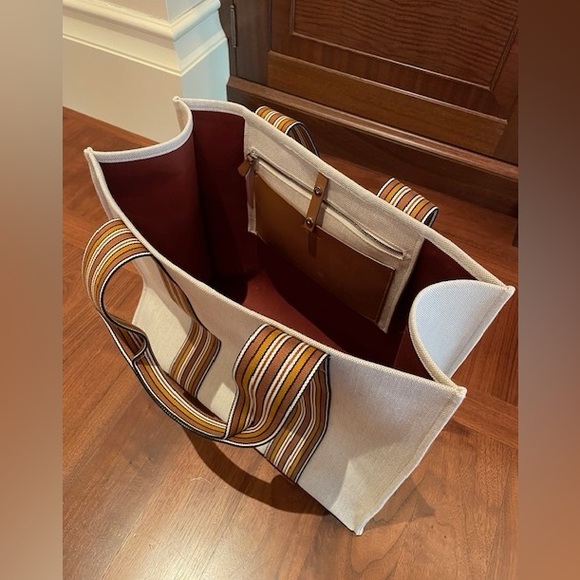 Loro Piana Suitcase Stripe Medium Canvas Tote Bag - Picture 2 of 4